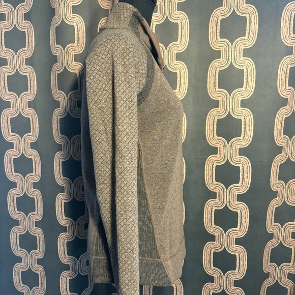 Prana Wool Sweater with asymetrical snap collar feature in Brown size XS - Picture 10 of 11